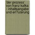 'Der Prozess' Von Franz Kafka - Inhaltsangabe Und Erl�Uterung
